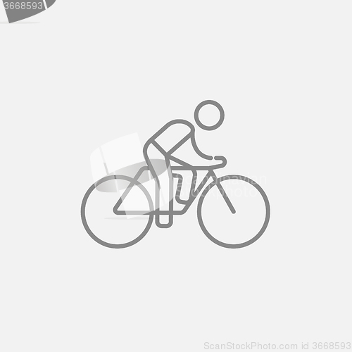 Image of Man riding bike line icon.