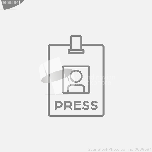 Image of Press pass ID card line icon.