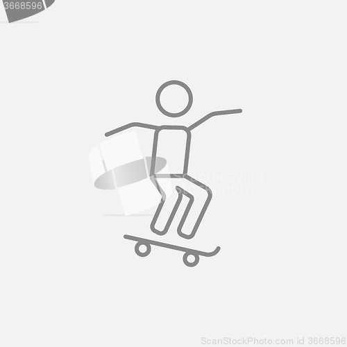 Image of Man riding on skateboard  line icon.