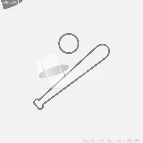 Image of Baseball bat and ball line icon.