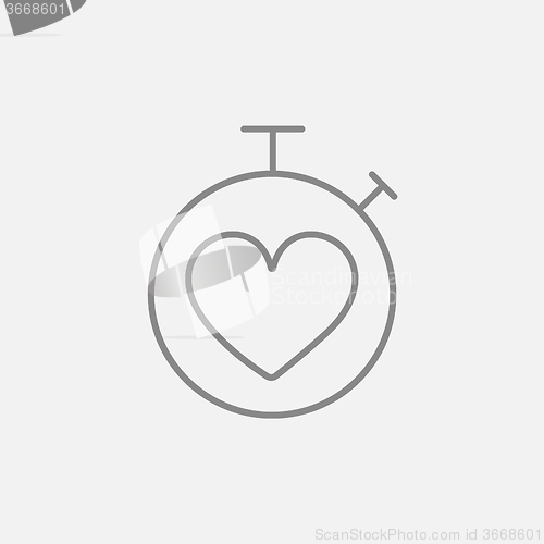 Image of Stopwatch with heart sign line icon.