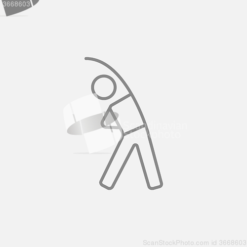 Image of Man making exercises line icon.