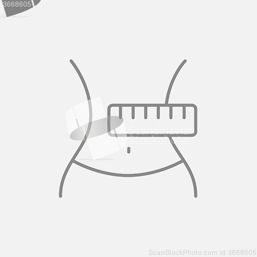 Image of Waist with measuring tape line icon.