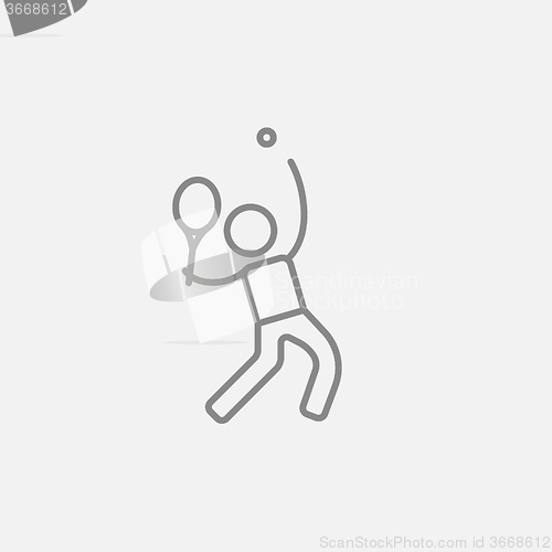 Image of Man playing big tennis line icon.
