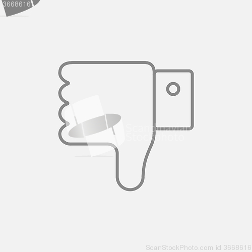 Image of Thumb down hand sign line icon.