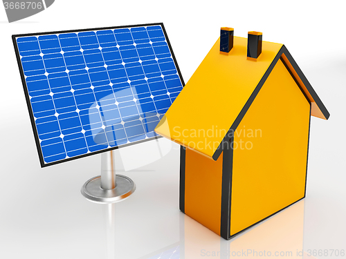 Image of Solar Panel By House Showing Renewable Energy