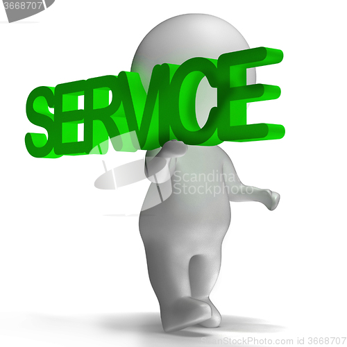 Image of Service Word Carried By 3d Character Showing Maintenance And Rep