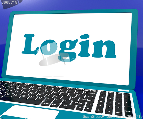 Image of Login Computer Shows Website Log In Security