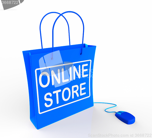 Image of Online Store Bag Represents Internet Commerce and Selling