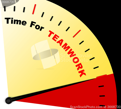 Image of Time For Teamwork Message Represents Combined Effort And Coopera