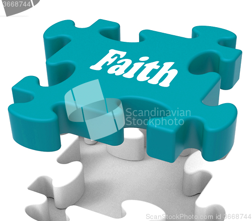 Image of Faith Jigsaw Shows Believing Religious Belief Or Trust