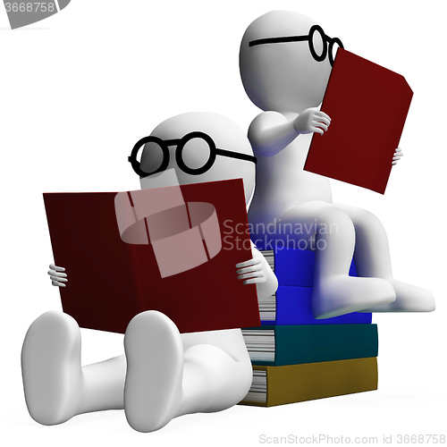 Image of Students Reading Books Showing Academic