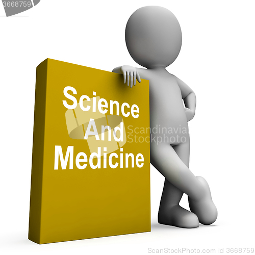 Image of Science And Medicine Book With Character Shows Medical Research