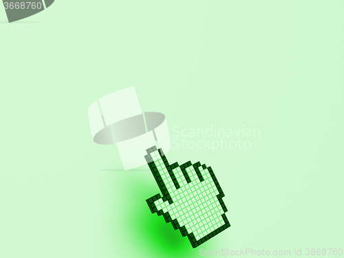 Image of Cursor Hand On Green Background Shows Blank Copyspace Website