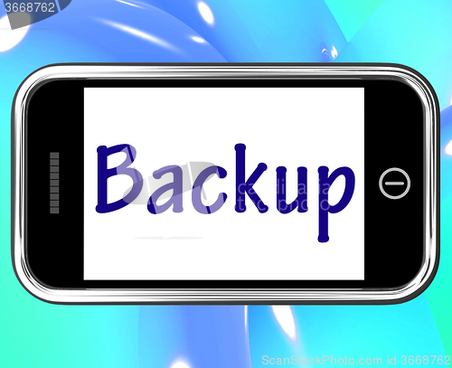 Image of Backup Smartphone Shows Data Copying Or Backing Up