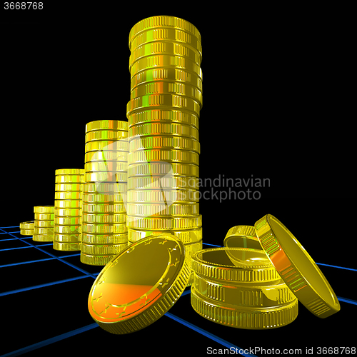 Image of Pile Of Coins Shows Monetary Success