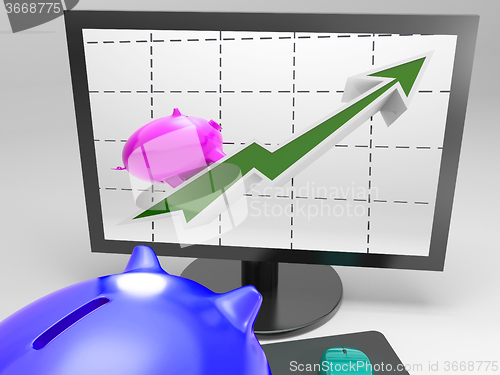 Image of Climbing Pig Shows Goals Success And Profit