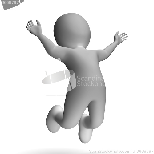 Image of Jumping 3d Character Showing Excitement And Joy