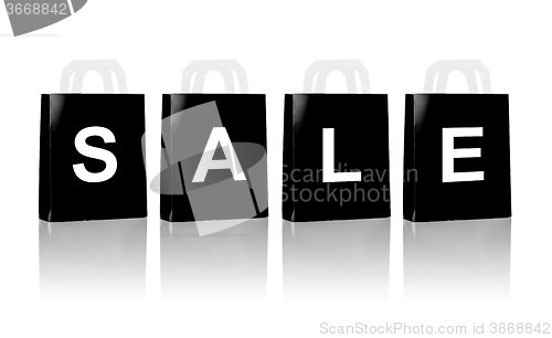 Image of many black shopping bags with sale word