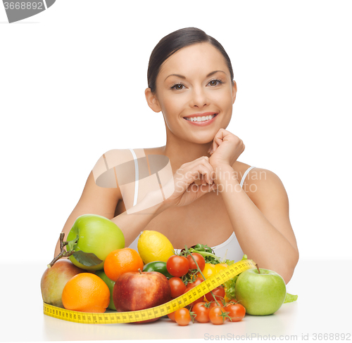 Image of woman with fruits and vegetables