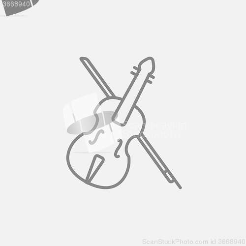 Image of Violin with bow line icon.