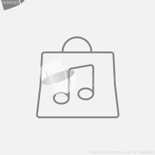 Image of Bag with music note line icon.