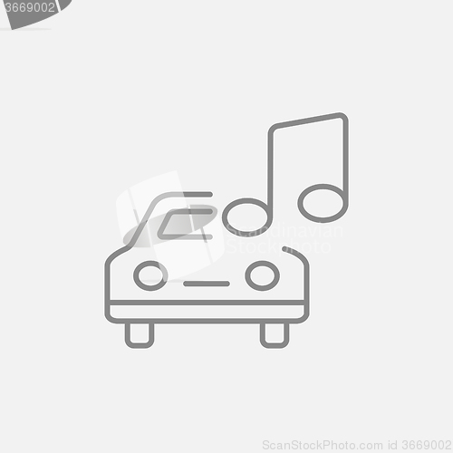 Image of Car with music note line icon.