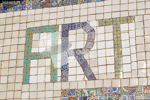 Image of line in morocco  old tile and colorated floor ceramic abstract