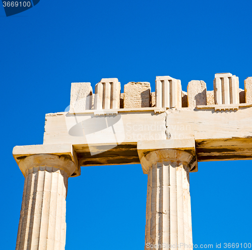 Image of historical   athens in greece the old architecture and historica