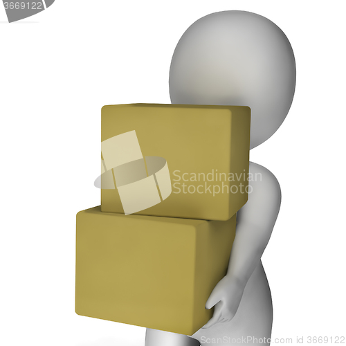 Image of Man Holding Boxes Showing Delivery And Carrying Packages