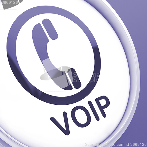 Image of Voip Button Means Voice Over Internet Protocol Or Broadband Tele