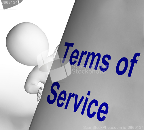 Image of Terms Of Service Sign Shows User And Provider Agreement