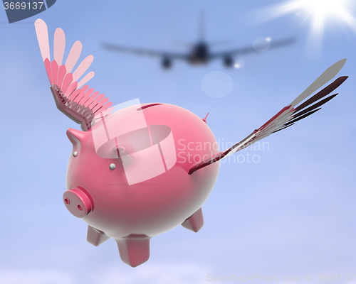 Image of Flying Piggy Shows Sky High Future Success