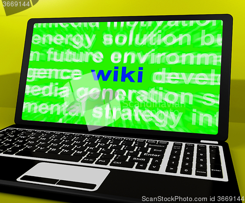 Image of Wiki Laptop Shows Online Websites Knowledge Or Encyclopedia On I