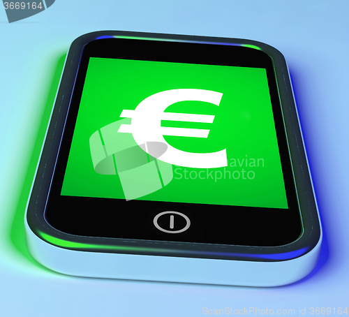 Image of Euro Sign On Phone Shows European Currency