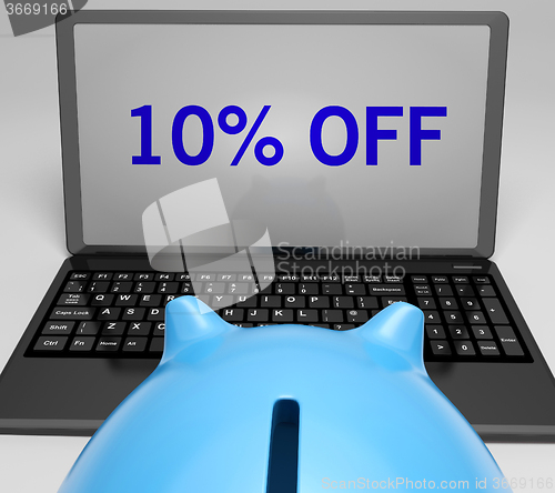 Image of Ten Percent Off On Notebook Showing Reductions