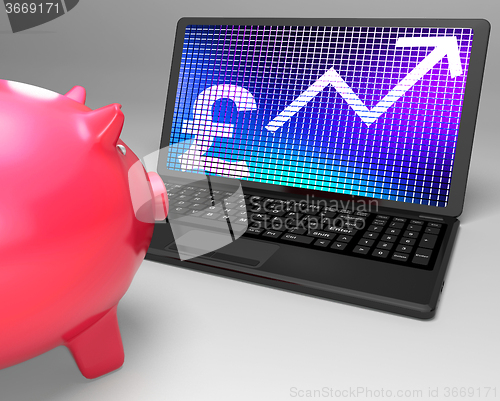 Image of Pound Symbol On Laptop Showing Britain Increases
