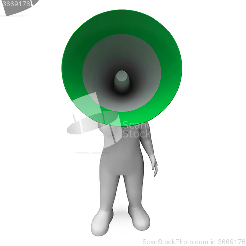 Image of Loud Hailer Character Shows Broadcasting Explaining And Megaphon