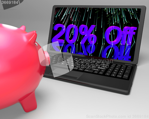 Image of Twenty Percent Off On Laptop Shows Discounts