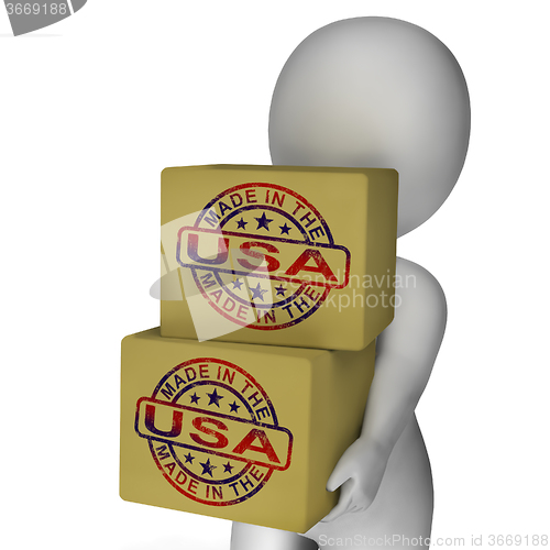 Image of Made In USA Stamp On Boxes Shows American Products