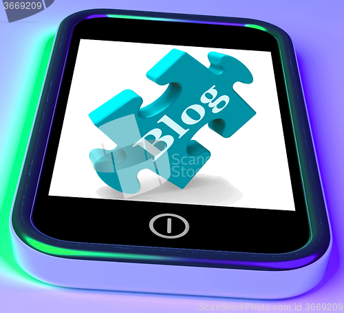 Image of Blog On Phone Shows Mobile Blogging Or Weblog Website