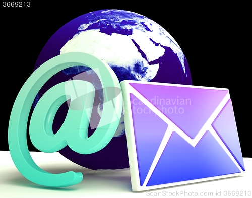 Image of World Email Shows Global Correspondence Post Online