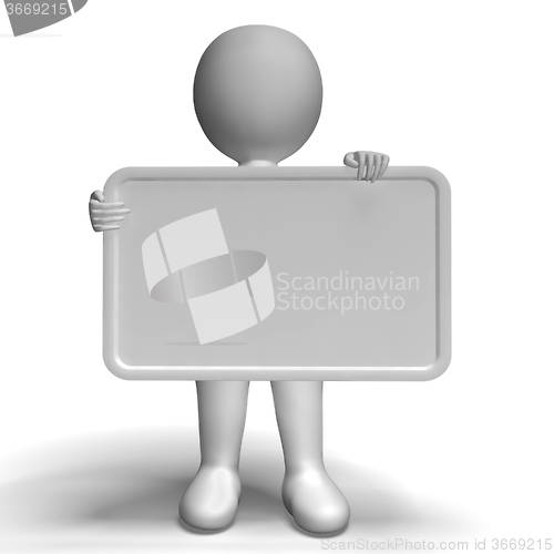 Image of White Blank Sign With Copyspace Includes 3d Character