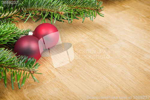 Image of branches with christmas decoration