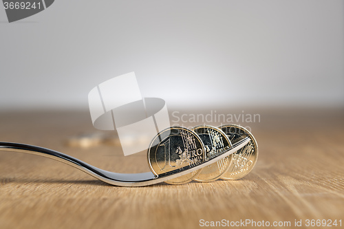 Image of Euro coins on spoon