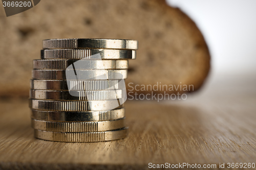 Image of Euro coins with bread