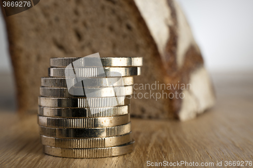 Image of Euro coins with bread