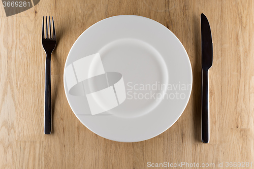 Image of plate, knife and fork