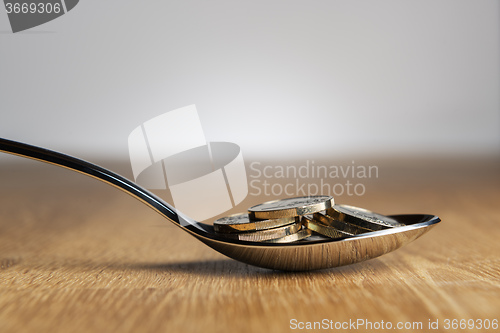 Image of Euro coins on spoon