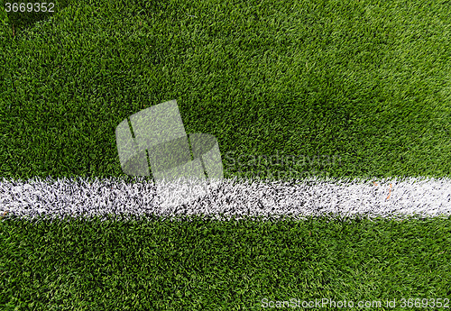 Image of close up of football field with line and grass